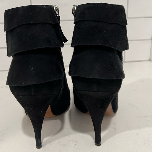 Moschino Suede Ruffle Boot Booties. Black. Size 9. Includes Box. EUC. - Picture 4 of 14